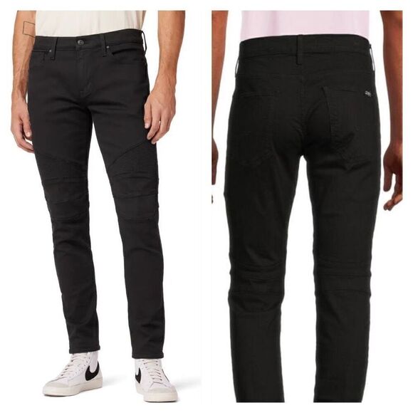 Hudson Jeans Men's High Rise Banks Biker Mid-Rise Slim Black Jeans Size 32 NWT